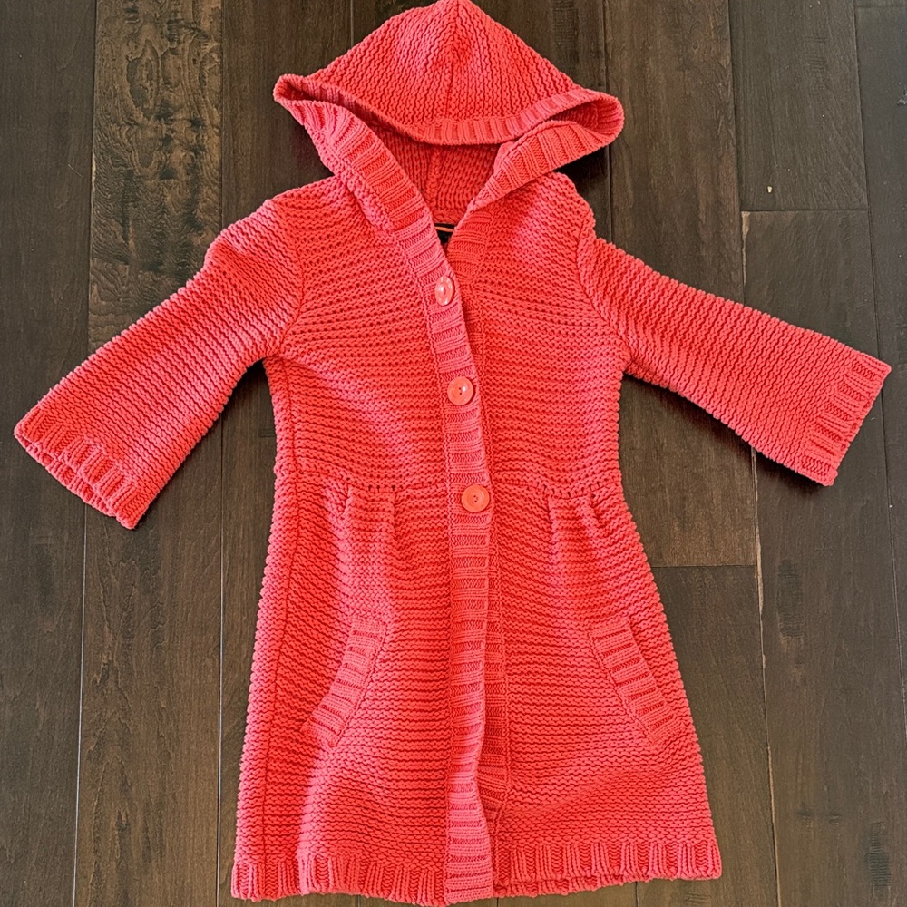 Y2K Women’s Style & Co. Coral Chunky Knit Button Cardigan with hoodie
